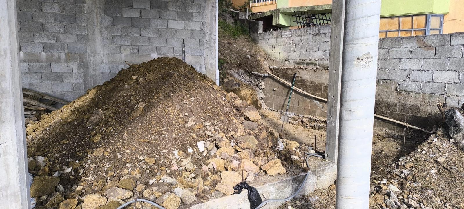 Earthworks and materials pile